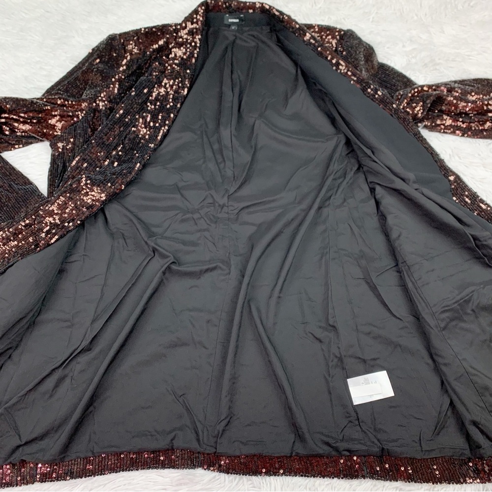 Express bronze sequin‎ open front boyfriend blazer long sleeve - Picture 8 of 11